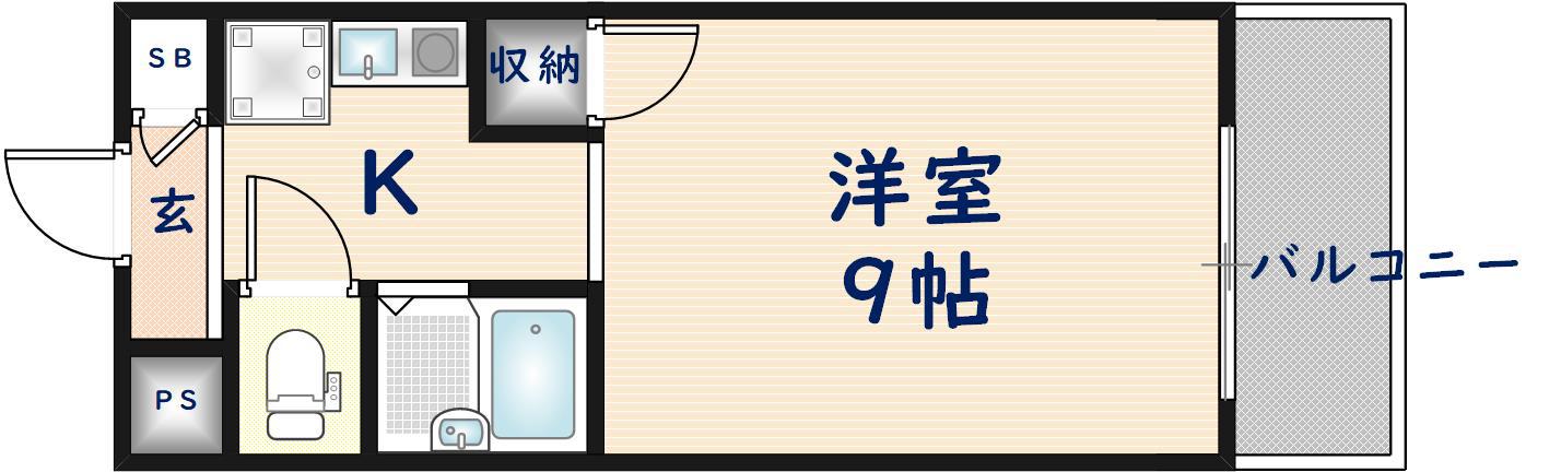 八戸ノ里HIROビル(1K/6階)の間取り写真