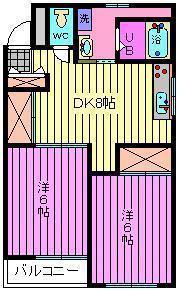 三笠ハイツ(2DK/3階)の間取り写真