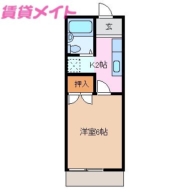 ドミール八王子(1K/1階)の間取り写真