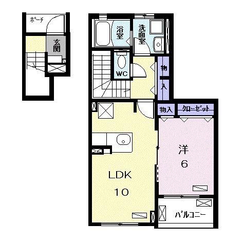 ベルフォーレ(1LDK/2階)の間取り写真