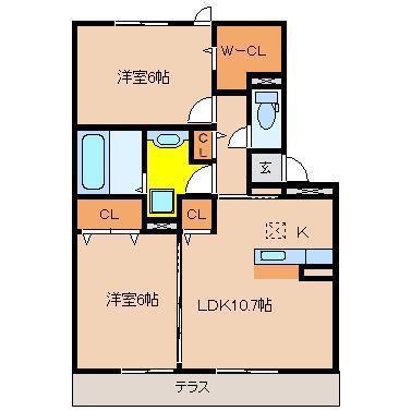 アルティスタ A(2LDK/3階)の間取り写真