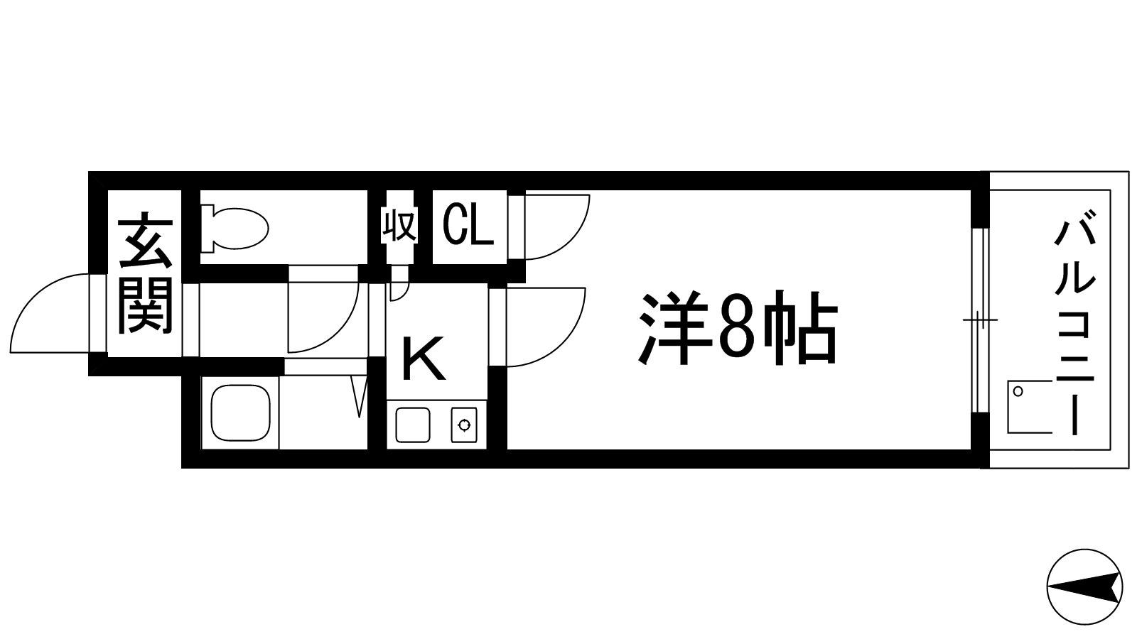 オリエントシティ池田(1K/2階)の間取り写真