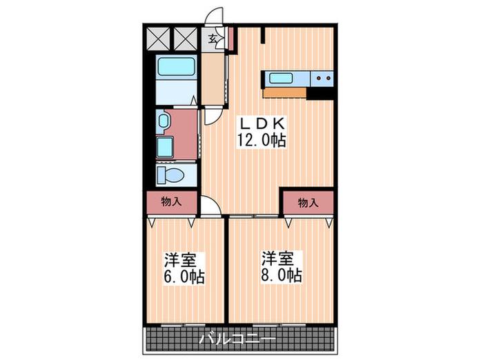 T-HOUSE(2LDK/5階)の間取り写真