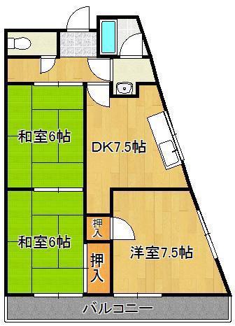 原口ビル(3DK/3階)の間取り写真