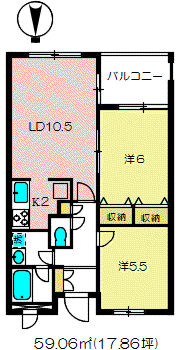 FATHERS HEART(2LDK/2階)の間取り写真