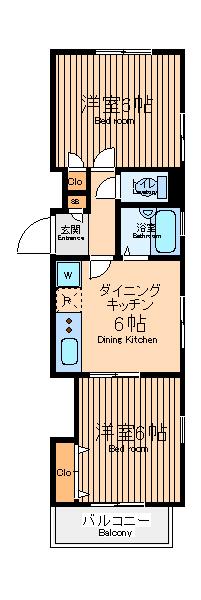 タカラハイツ(2DK/2階)の間取り写真