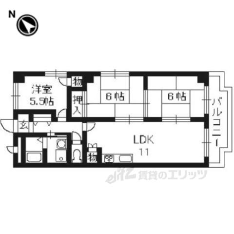 シャトレ桂(3LDK/3階)の間取り写真