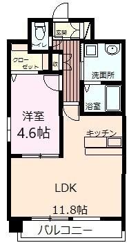 クィーンズくまなん(1LDK/5階)の間取り写真