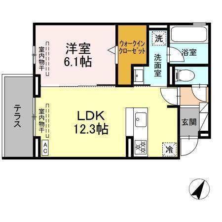 LUMIERE(1LDK/1階)の間取り写真