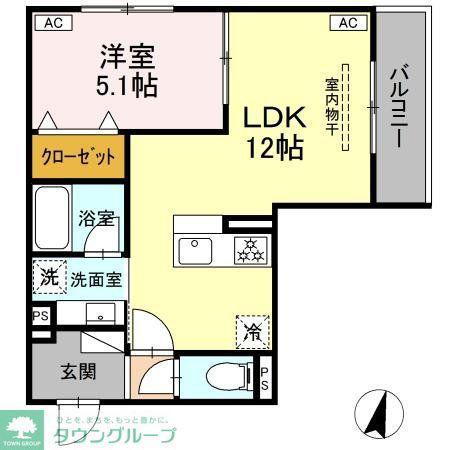 ブルマーレ湘南台(1LDK/2階)の間取り写真