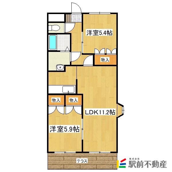 サンフォーレみのう弐番館(2LDK/2階)の間取り写真