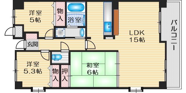 アビタシオン橋本II(3LDK/2階)の間取り写真