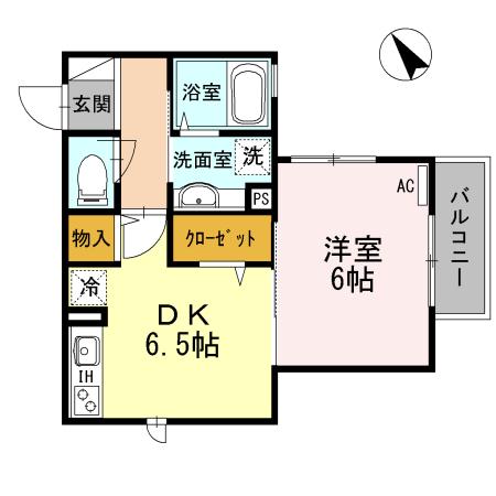 ベルファースト清水が丘2(1DK/2階)の間取り写真