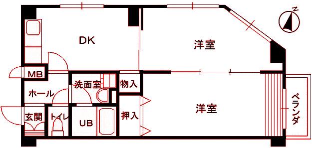 アークヒルズ(2DK/3階)の間取り写真
