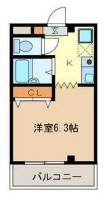 ＪＲ京浜東北線 西川口駅 徒歩4分 3階建 築24年(1K/3階)の間取り写真