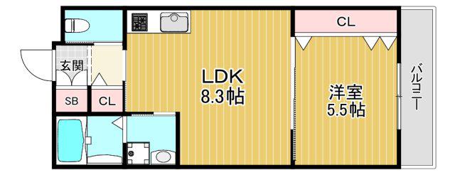 DIAS宮野町(1LDK/3階)の間取り写真