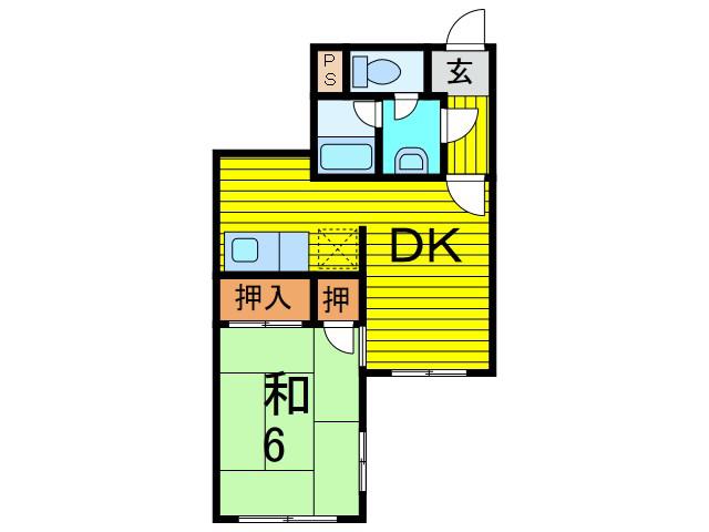 フロントピア蕨(1DK/3階)の間取り写真