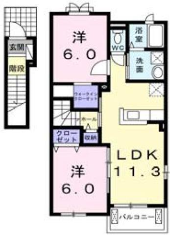 フィールドビーチ羽ノ浦 II(2LDK/2階)の間取り写真
