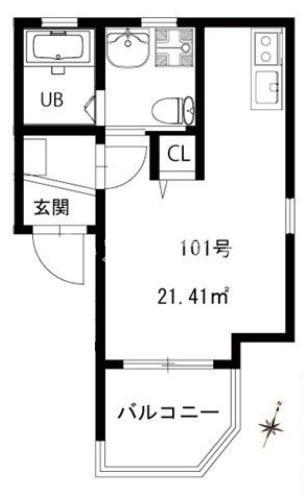 エクソニアファイブ(ワンルーム/1階)の間取り写真