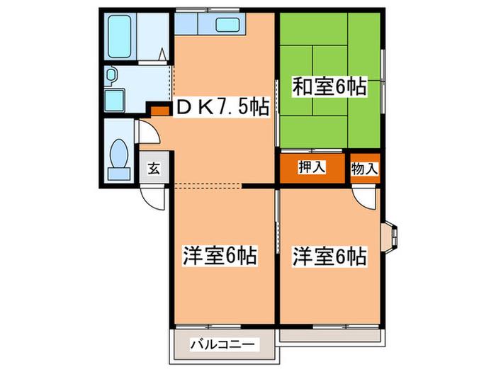 ベルティハイツ(3DK/2階)の間取り写真