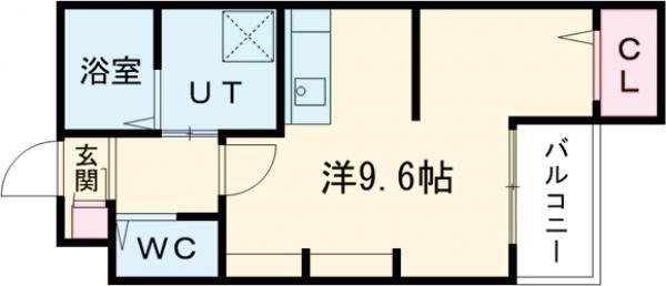 九間町シーエム・サンク(ワンルーム/1階)の間取り写真