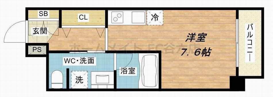 FUEGENKI玉造(ワンルーム/5階)の間取り写真