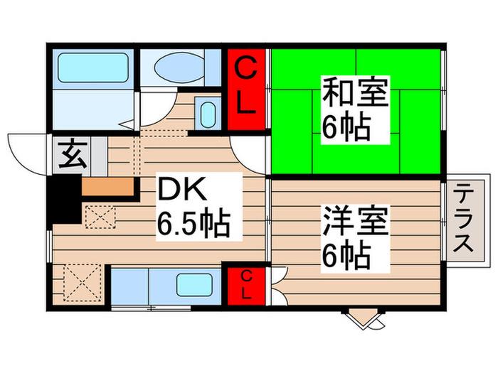 グランドウール八柱(2DK/1階)の間取り写真