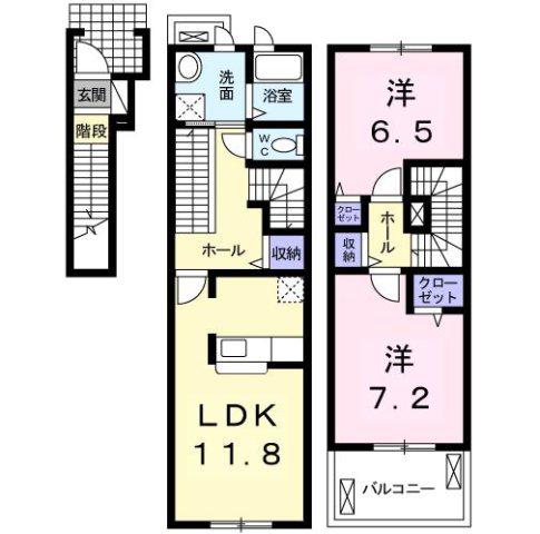 グリーンシティ竜美C(2LDK/2階)の間取り写真