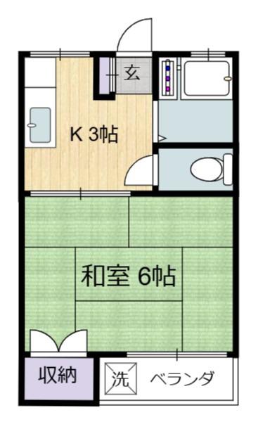 橘コーポ(1K/2階)の間取り写真