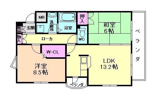 メゾンラリーブ(2LDK/4階)の間取り写真