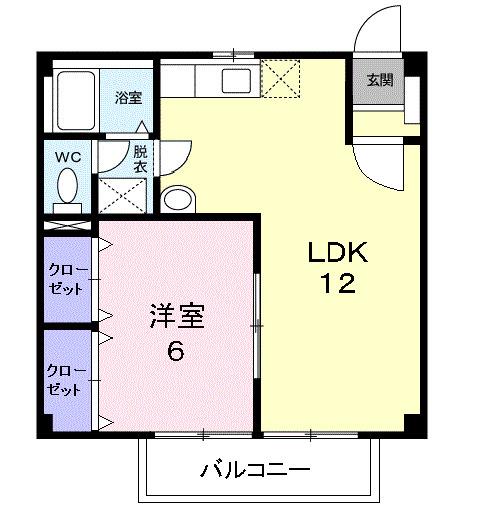 グリーンヒルズ(1LDK/2階)の間取り写真