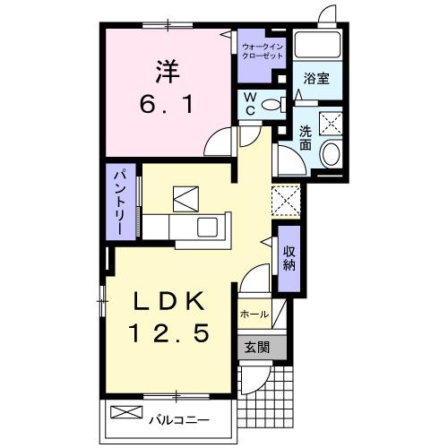 アリエッタ柏(1LDK/1階)の間取り写真