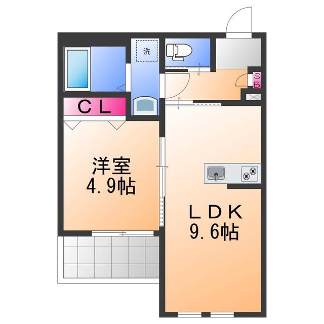 ジーメゾン岸和田上町(1LDK/1階)の間取り写真