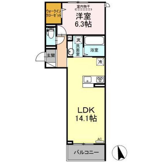 ドゥズィエム串戸(1LDK/2階)の間取り写真