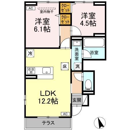 ヘリテージ・S(2LDK/1階)の間取り写真