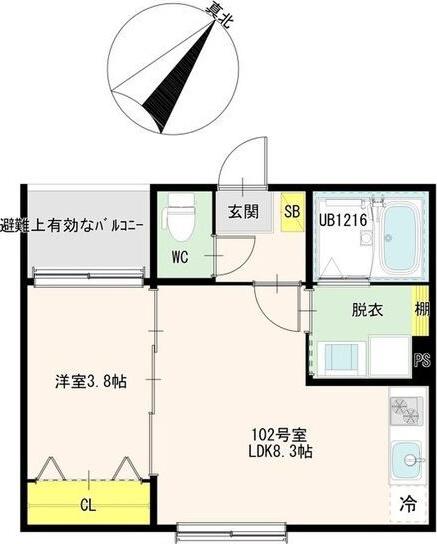 杜ノ川テラス(1LDK/1階)の間取り写真