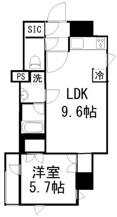 オーギュメント牛込神楽坂(1LDK/7階)の間取り写真