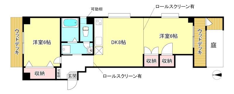マテンソレイユ(2DK/1階)の間取り写真