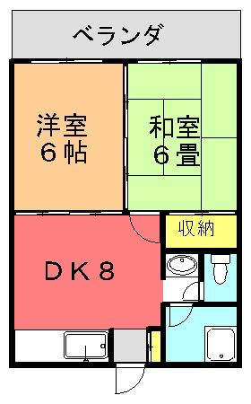レジデンスながはま(2DK/3階)の間取り写真