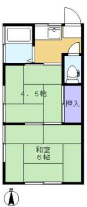 ふじみ荘(2K/1階)の間取り写真