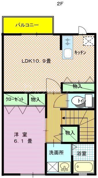 カーサ・フェリーチェ(1LDK/2階)の間取り写真