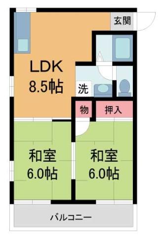 マサゴハイツ7(2LDK/2階)の間取り写真