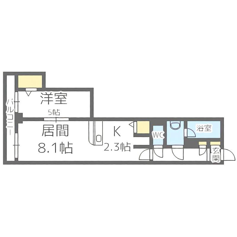 PRIME URBAN札幌 RIVER FRONT(1LDK/24階)の間取り写真