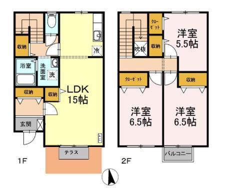 ウエストパレス(3LDK/1階)の間取り写真