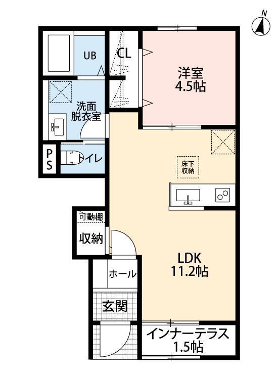 リーブルファイン三郷半田II(1LDK/1階)の間取り写真