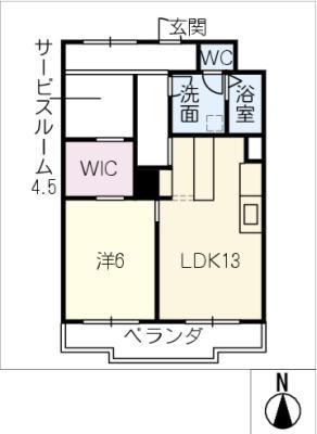アークヒルズ虹ヶ丘(1SLDK/3階)の間取り写真
