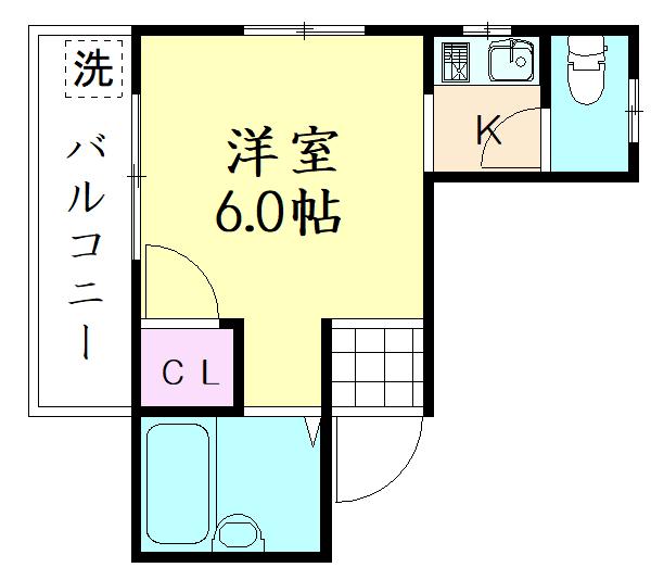 ベルコート勝山(ワンルーム/3階)の間取り写真