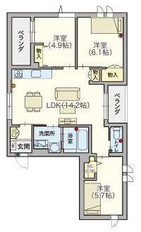 シニア限定 ヘーベルVILLAGE 西荻窪善福寺 フォルス善福寺II(3LDK/2階)の間取り写真