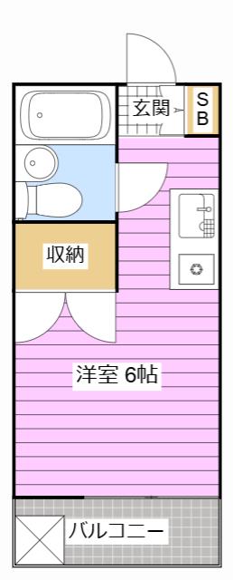 グランフォルム高丘(ワンルーム/1階)の間取り写真