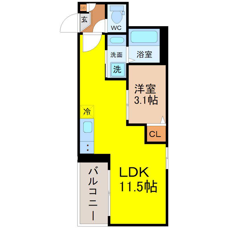 JACK KOSHINIV(1LDK/1階)の間取り写真